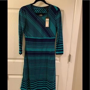 BCBG Navy/Green Stripe Dress